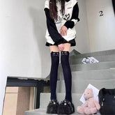 Panda Over-the-Knee Stockings - Dark Grey - Average Size - KawaSocks